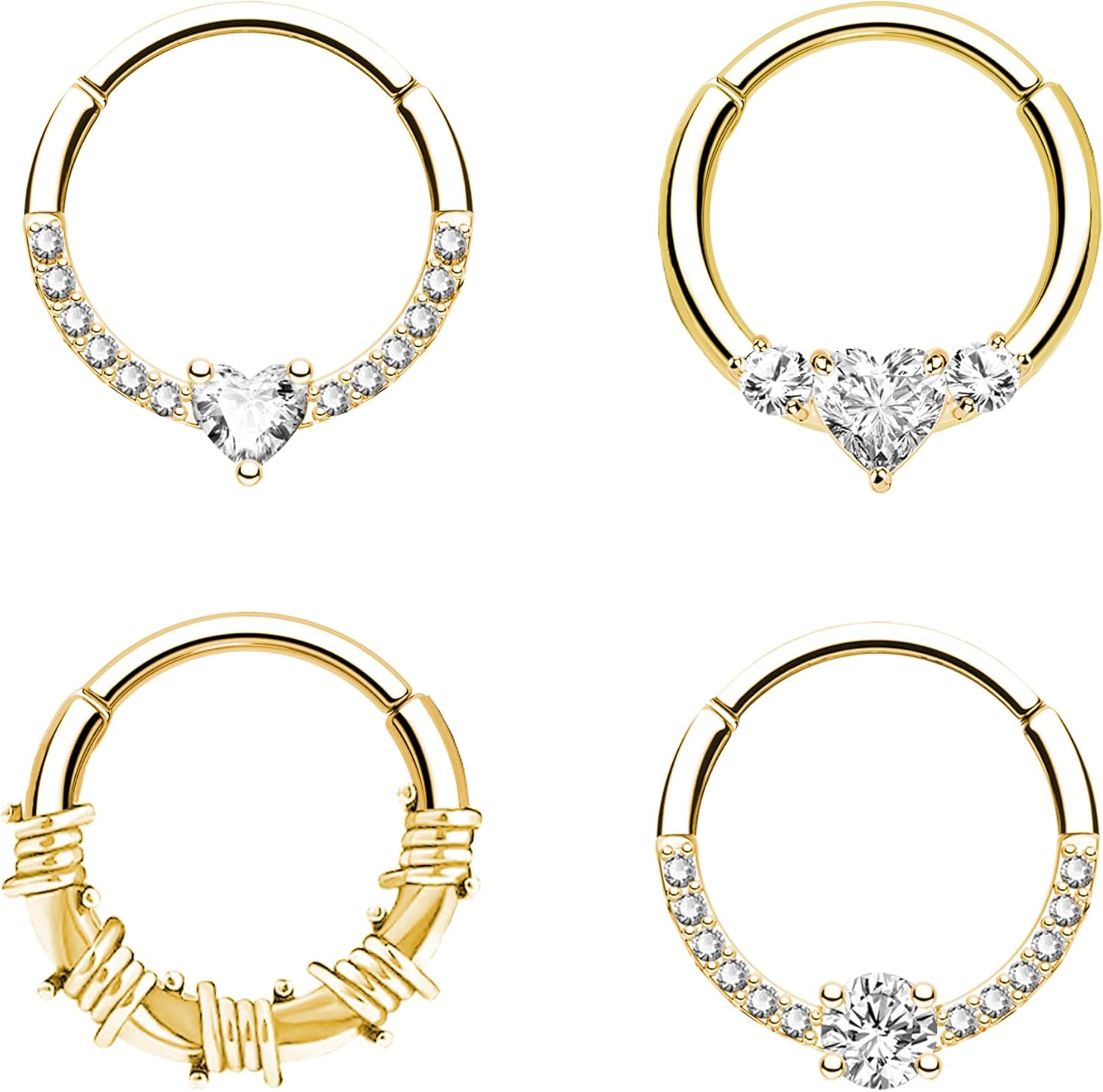 VERAMI 4 Pcs Septum Nose Rings for Women 16G Nose Ring Hoops Hypoallergic Stainless Steel Cartilage Earrings Helix Lip Conch Tragus Daith Piercing Jewelry 8mm 10mm