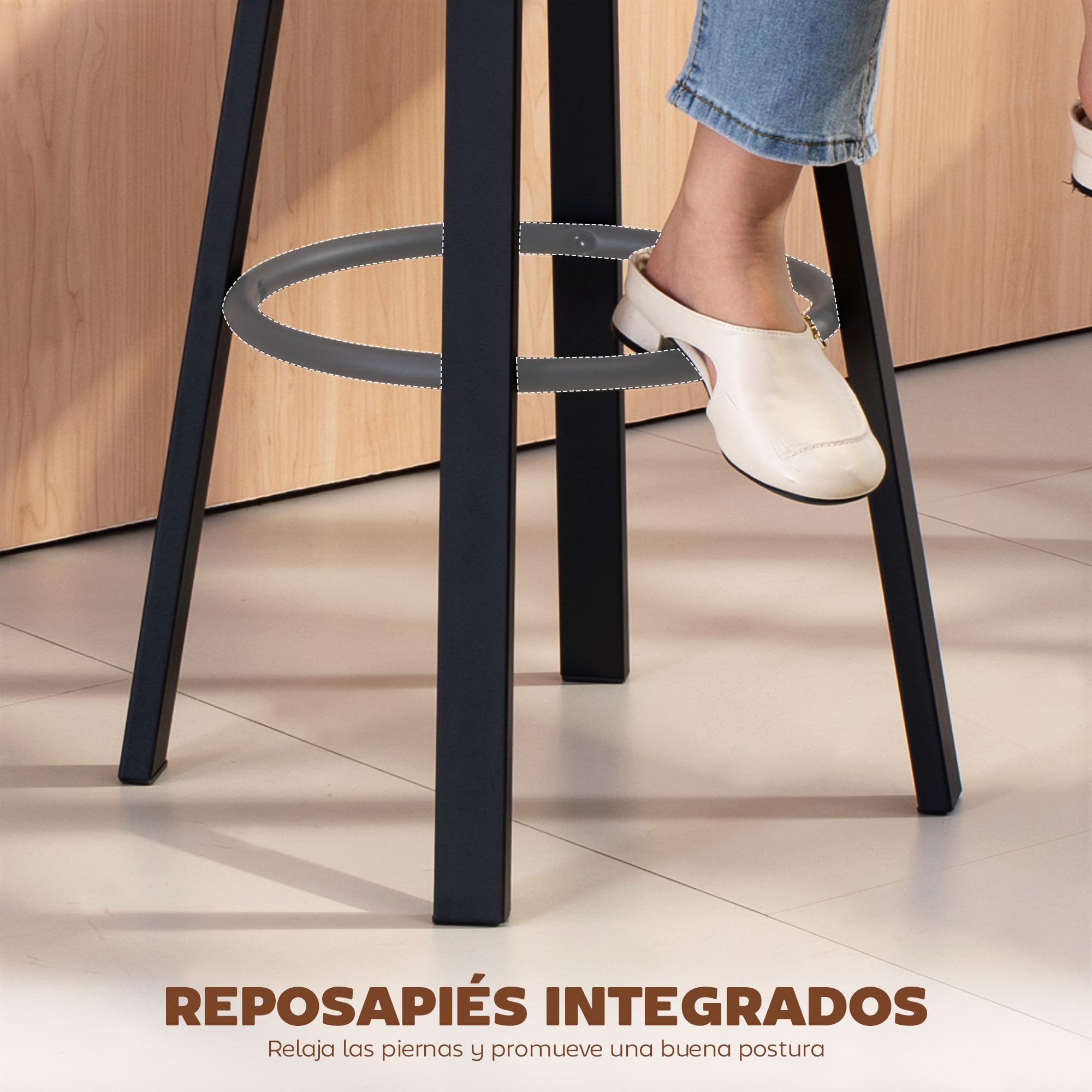 HOMCOM Juego de 2 Taburetes de Bar con Respaldo Tapizados PU Gris Oscuro | Taburetes Altos de Cocina Giratorios, Marco de Metal, Reposapiés, Asiento de 76,5 cm de Altura