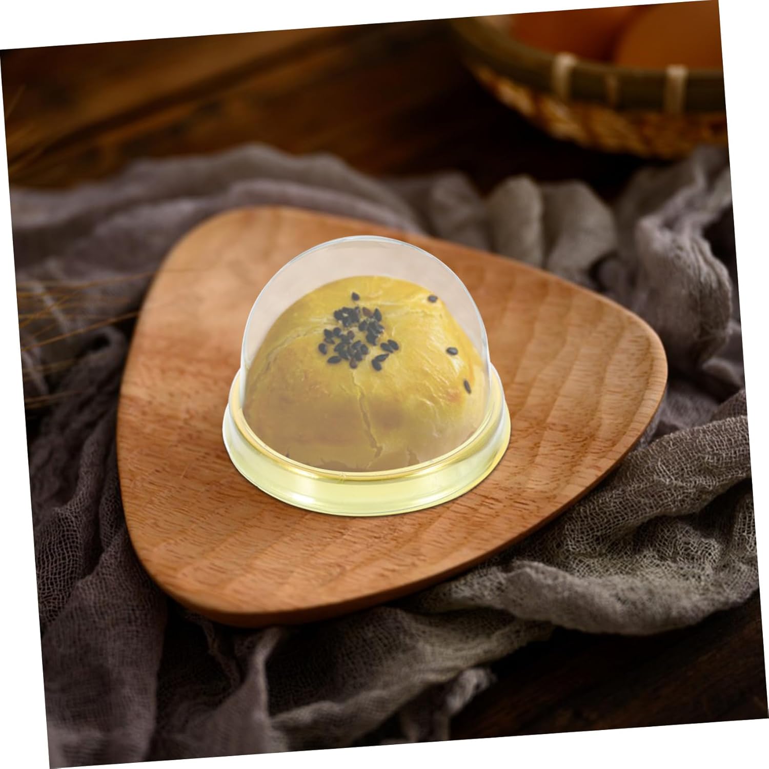 SECFOU 50pcs -yolk Puff Container Cake Box Lid for Moon Cakes Muffins and Pastries for Parties and Celebrations