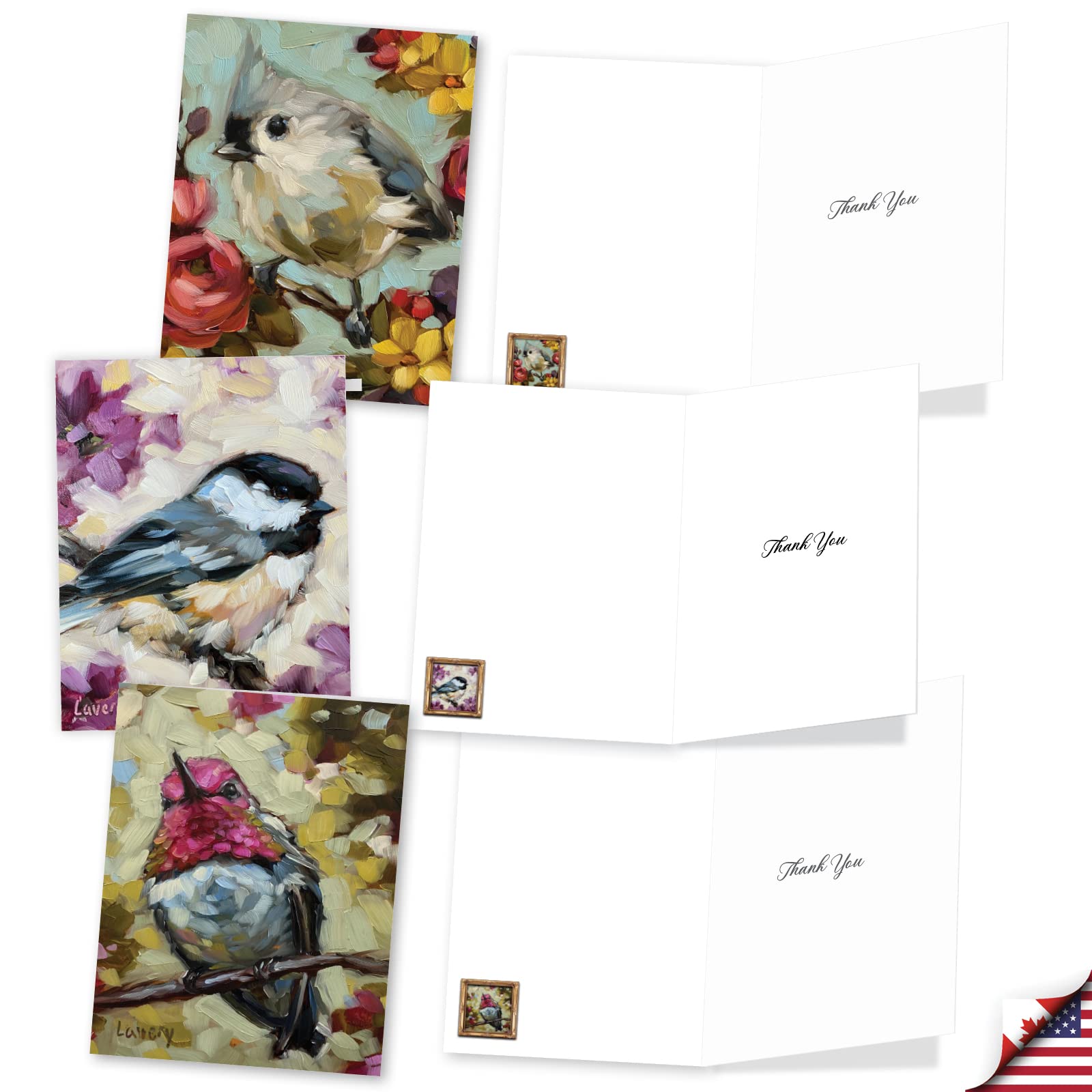 The Best Card Company Lot de 20 cartes de remerciement assorties 10 x 13 cm avec enveloppes (10 motifs, 2 de chaque) Bold Birds AM10347TYG-B2x10
