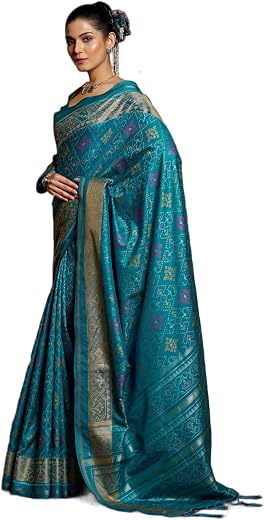 MADHUHANSH Women's Exquisite Banarasi Zari Woven Saree with 6-Yard Traditional Drape and Intricate Gold-Tone Weaving