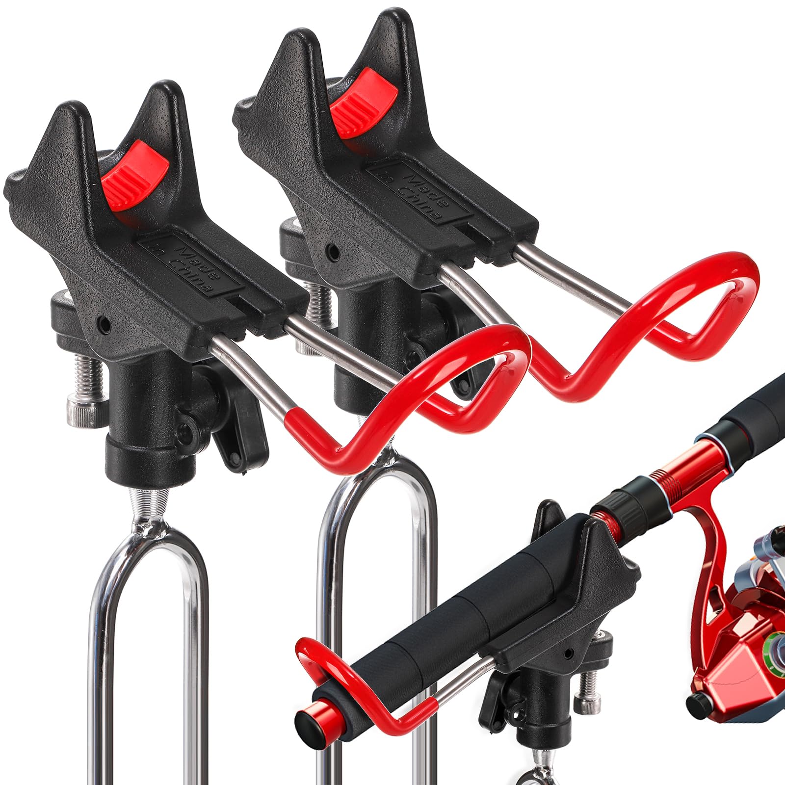 Nicunom 2 Pack Fishing Rod Holders - 360 Degree Adjustable for Bank and Beach - Gifts for Men