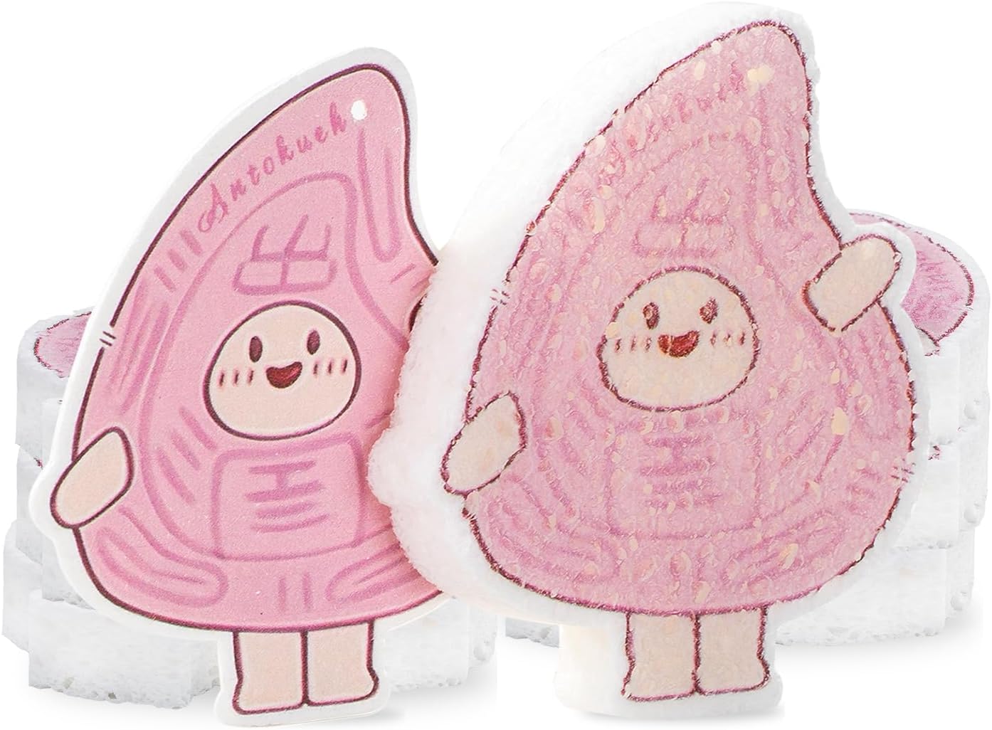 8-Pack AntoKueh Cellulose Compressed Sponges – Cute Cartoon Shapes, Natural Kitchen Sponges for Cleaning, Eco-Friendly&Reusable, Odor-Free