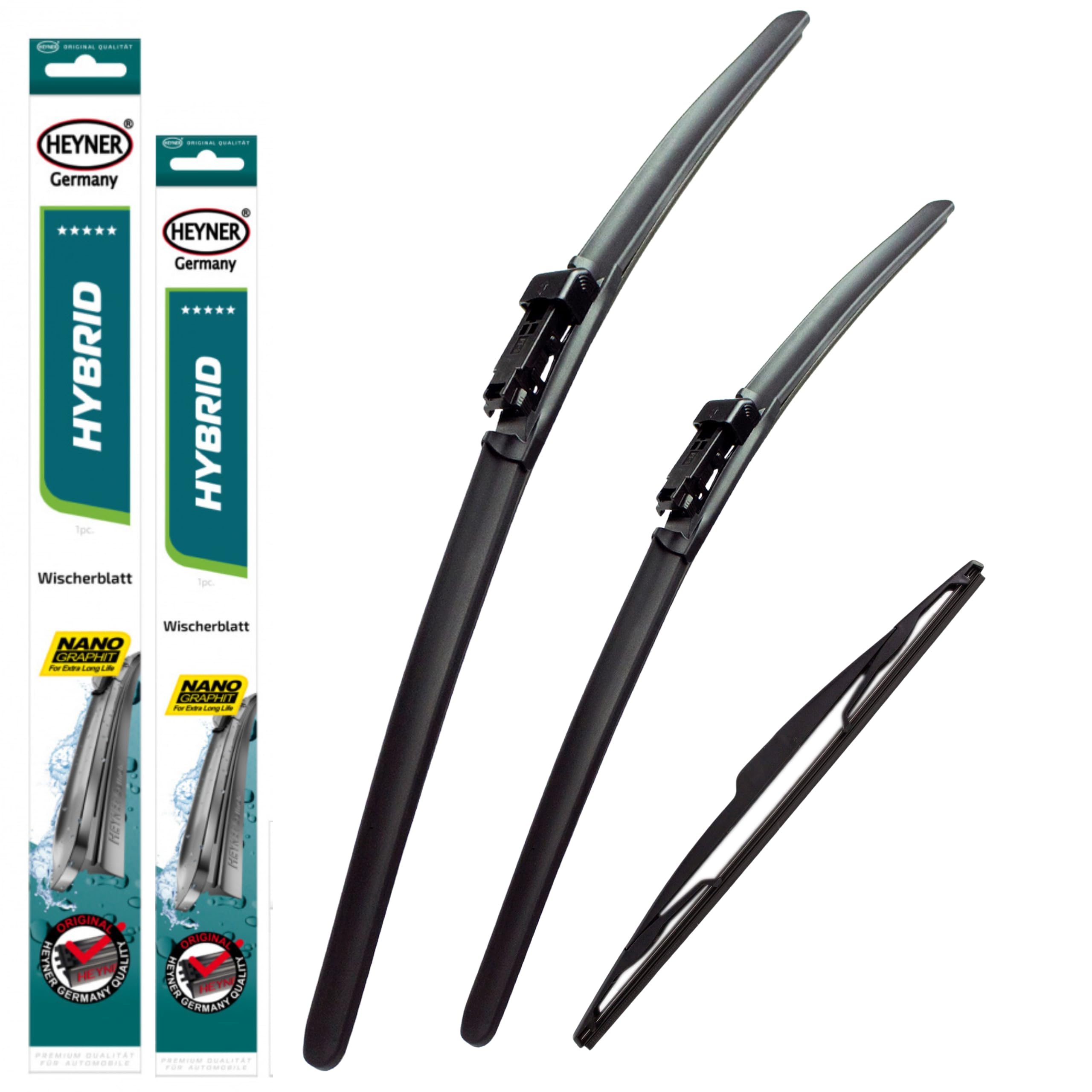Heyner Germany Set 3 Windscreen Wiper Blades Fits: Audi Q7 2006 To 2015 Front Rear 26" 26" PT 13"A3 HH2626PT13A3