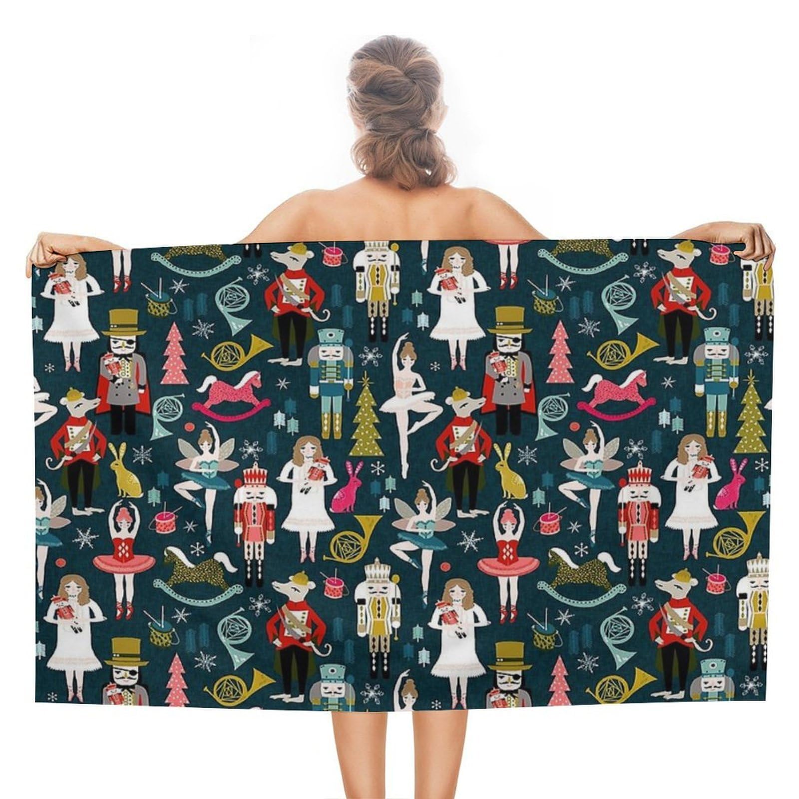 Nclqvjxzkhw Women's Style Nutcracker Ballet Beach Towel For Adults Lightweight Bath Towels Swim Travel Gym Sports 130×80Cm