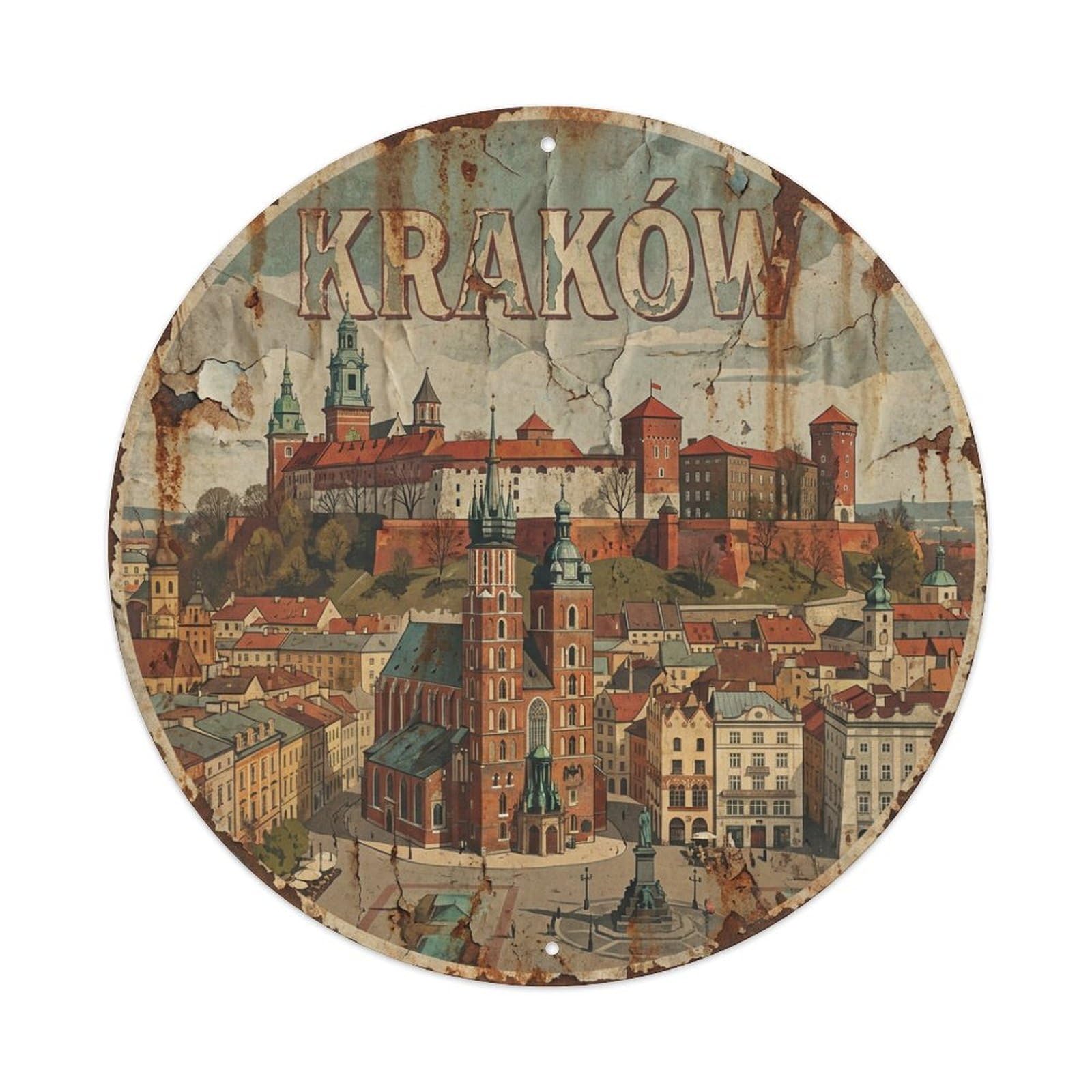 Xanthor Style Travel Retro Poland Krakow Metal Tin Sign