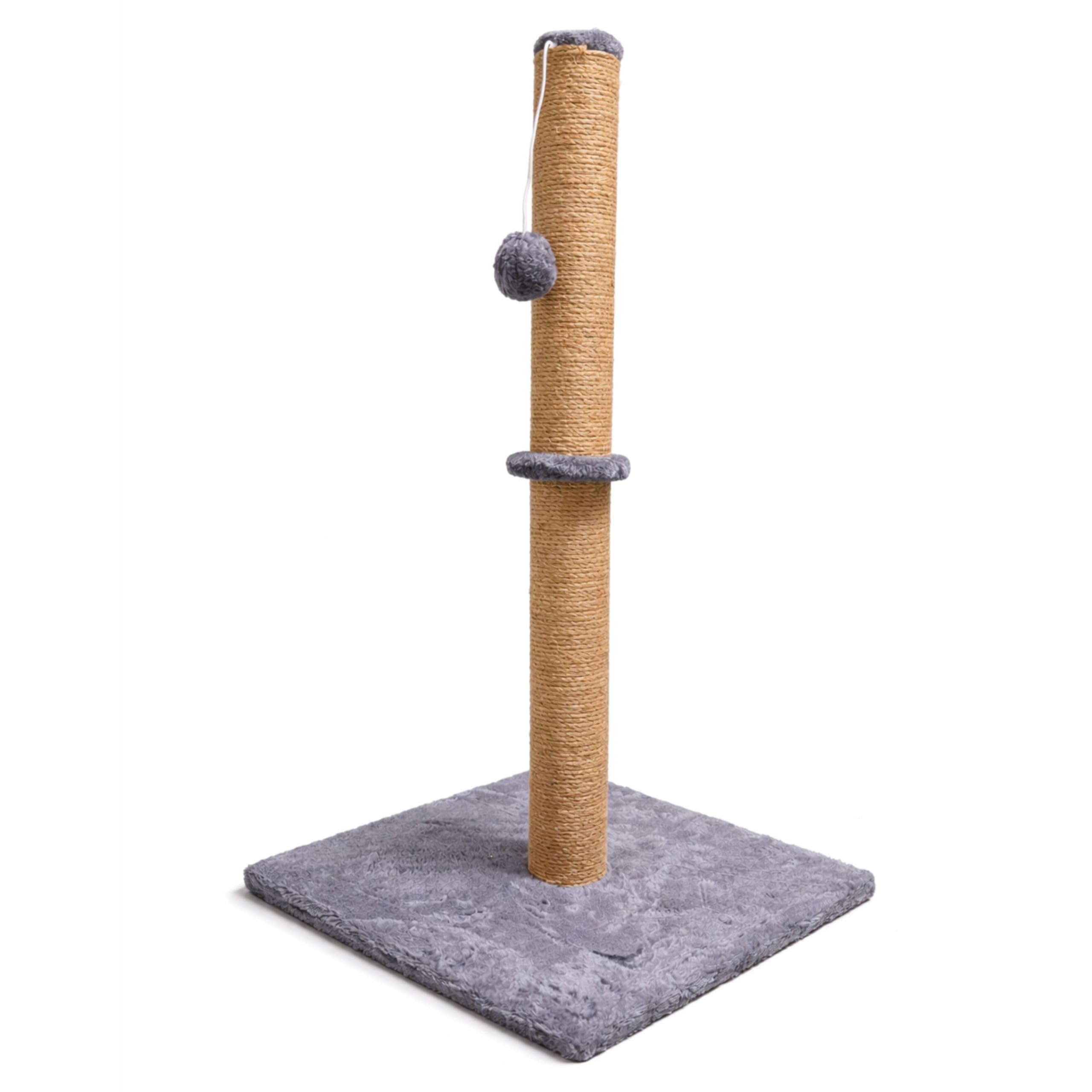 Unibos Cat Scratching Post Cat Activity Centre Kitty Climbing Tree Tall Scratching Posts for Adult Cats Vertical Full Cat Scratcher with Natural Sisal Rope Hanging Ball and Carpet Covered Heavy Base