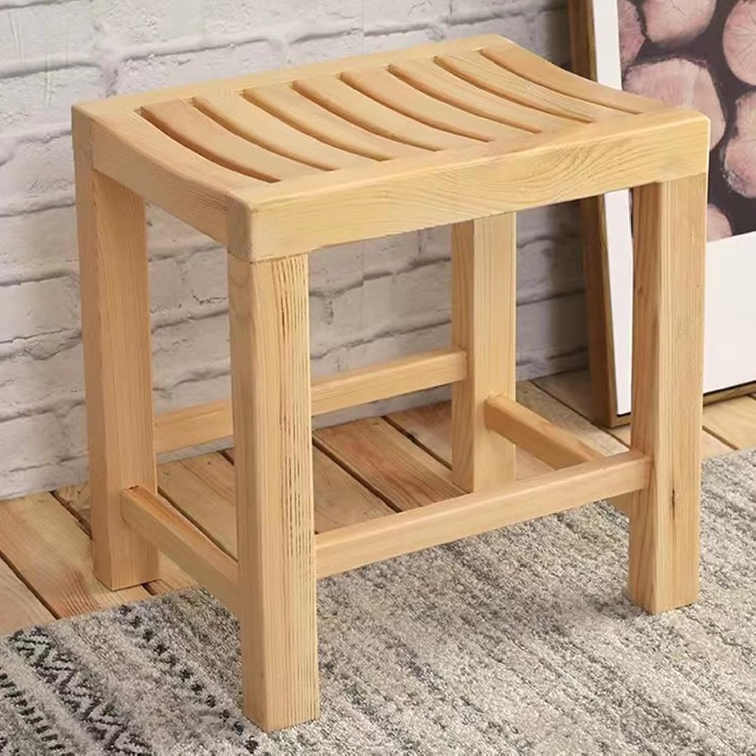 YVYKFZD Indoor/Outdoor Garden Bench, Modern Wood Patio Bench Seat, Weatherproof Bathroom Bench Chair, Durable and Comfortable Design, for Poolside, Bathroom, Entrance (Color : Haze Blue, Size : 42x2