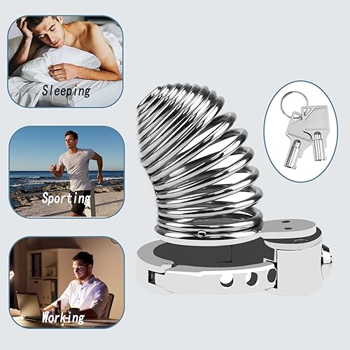 Miniatura 6 de Dispositivo de castidad masculina de acero inoxidable jaula de castidad masculina con 7 tamaños ajustables jaula para pene con bloqueo invisible
