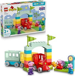 DUPLO Peppa Pig Paseo en Tren con Abuelo Pig Juguete de Construcción - Juguete de Tren para Niños Pequeños, Edades 2+ - Juguete Sensorial para Niñas y Niños - Con 3 Figuras - Regalos de Cumpleaños para Niños - 10466