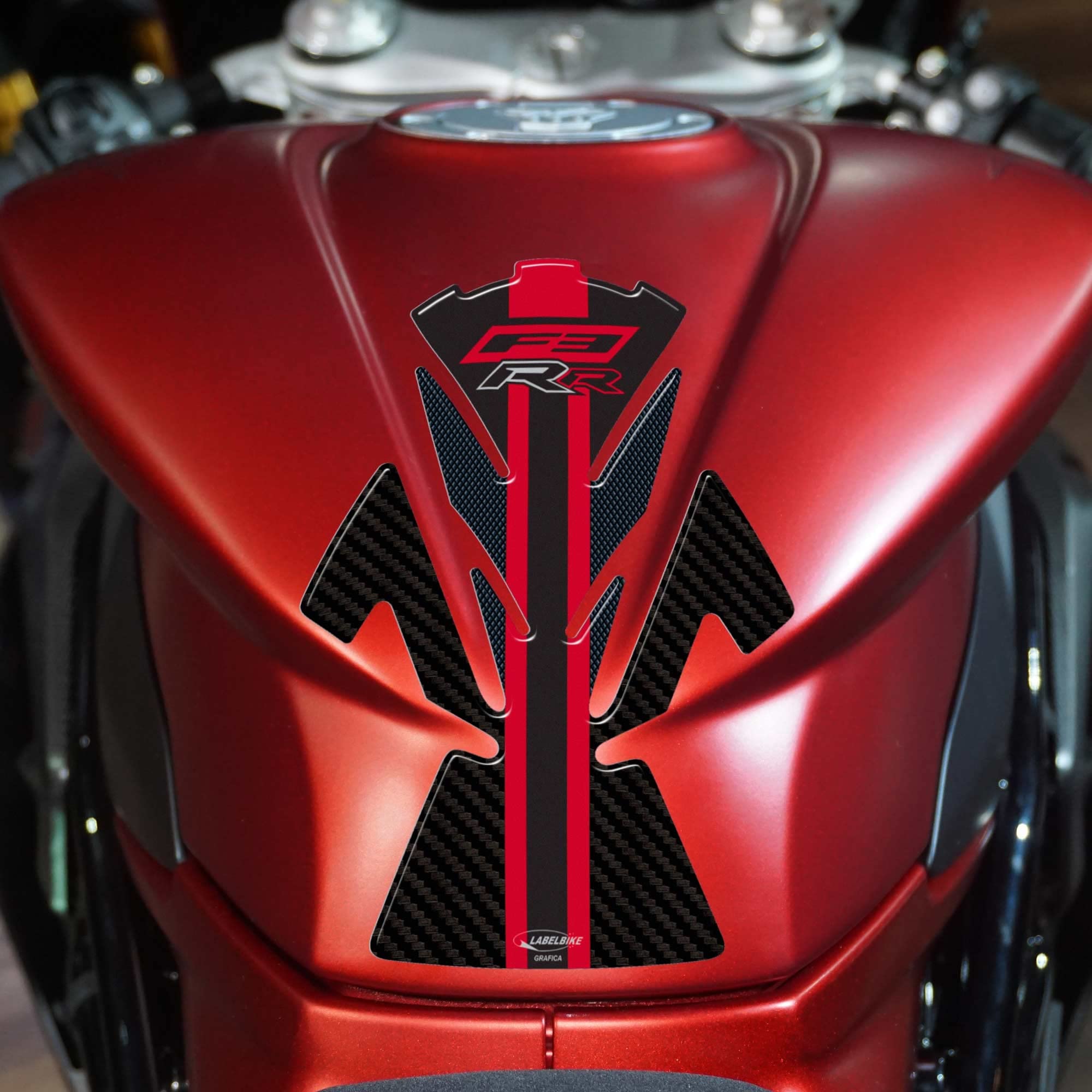 labelbike Adesivo 3D Moto Paraserbatoio Compatibile con MV Agusta | F3 RR 2022, Protezione in Resina, Antigraffio, Decorazione