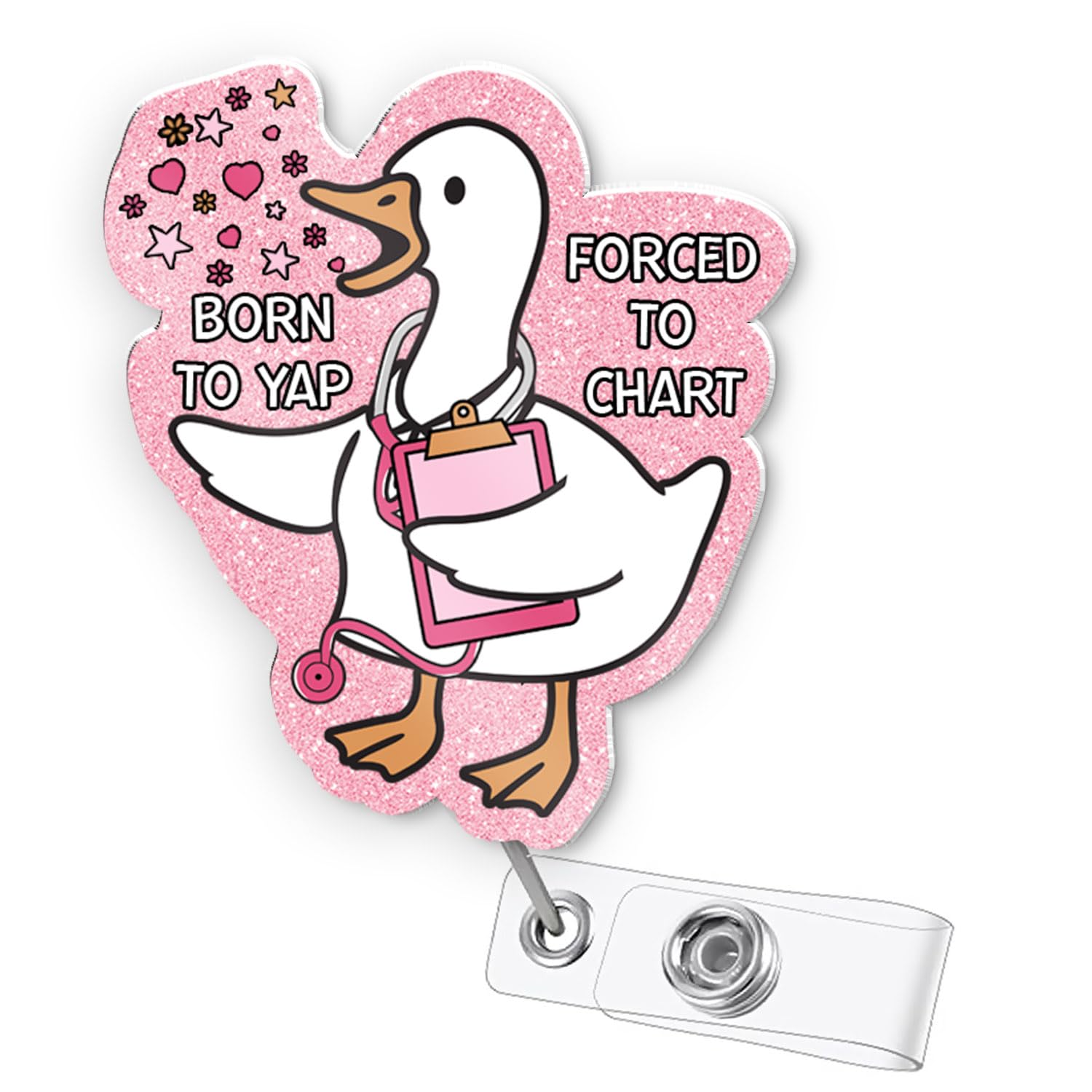 AZGUAMI Nurse Badge Reel Retractable – Cute Silly Goose Badge Reel Funny Accessories for Work with Aligator Clip, Nurses Week Appreciation Gifts for CNA Medical Assistant RN LPN Nursing Student — image 1
