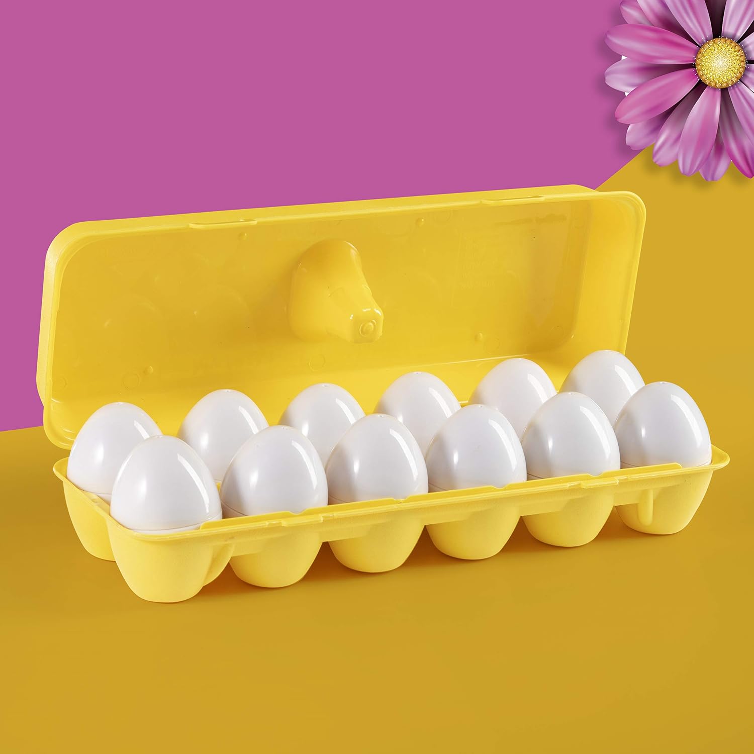 PREXTEX Find and Match Number Matching Easter Eggs with Yellow Eggs Holder - STEM Toys Educational Easter Eggs Toy for Kids and Toddlers Montessori Toy Numbers, Shapes and Colors