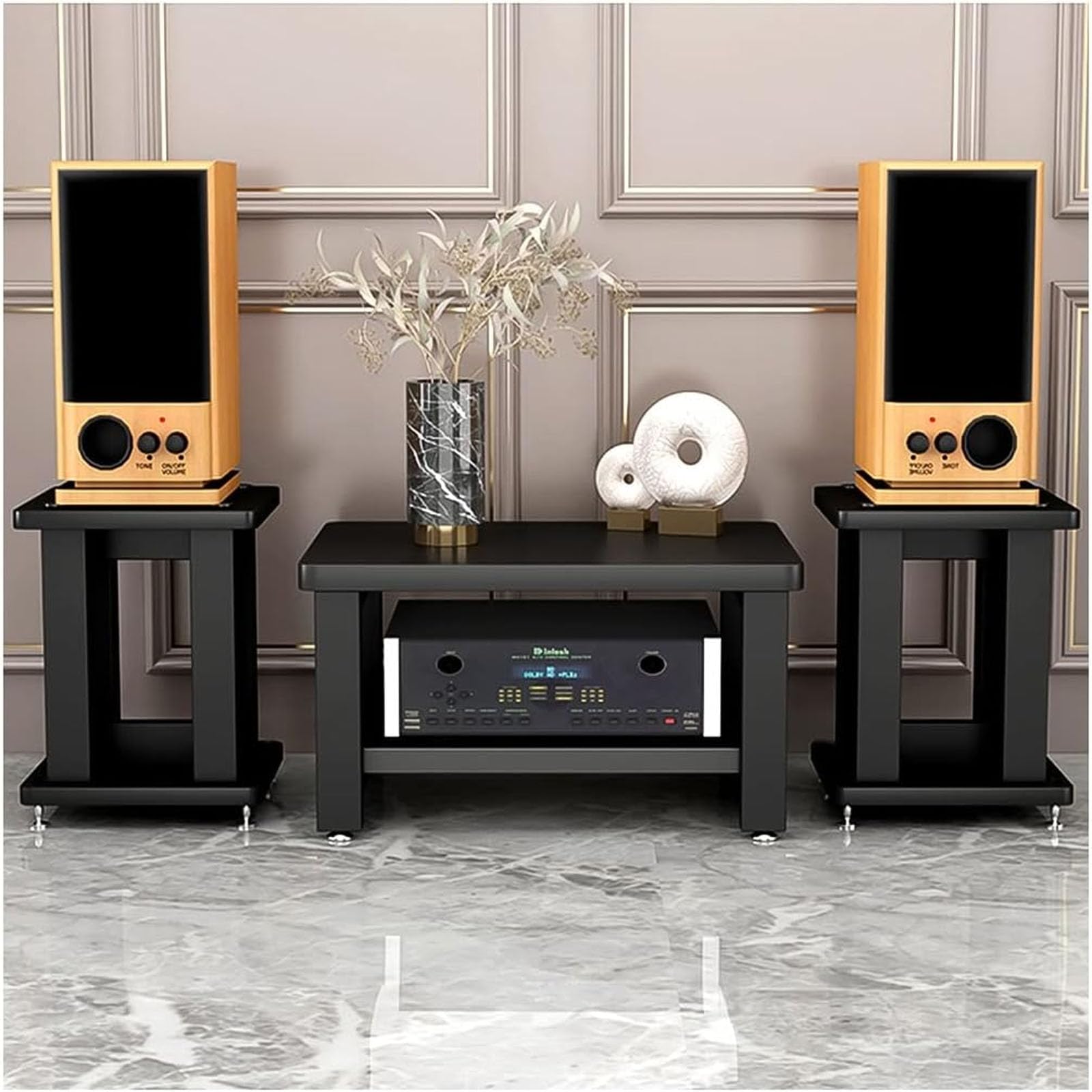 Wytrzymały stojak na subwoofer – solidna metalowa i drewniana podstawa dla lepszej stabilności kina domowego i systemu dźwięku przestrzennego