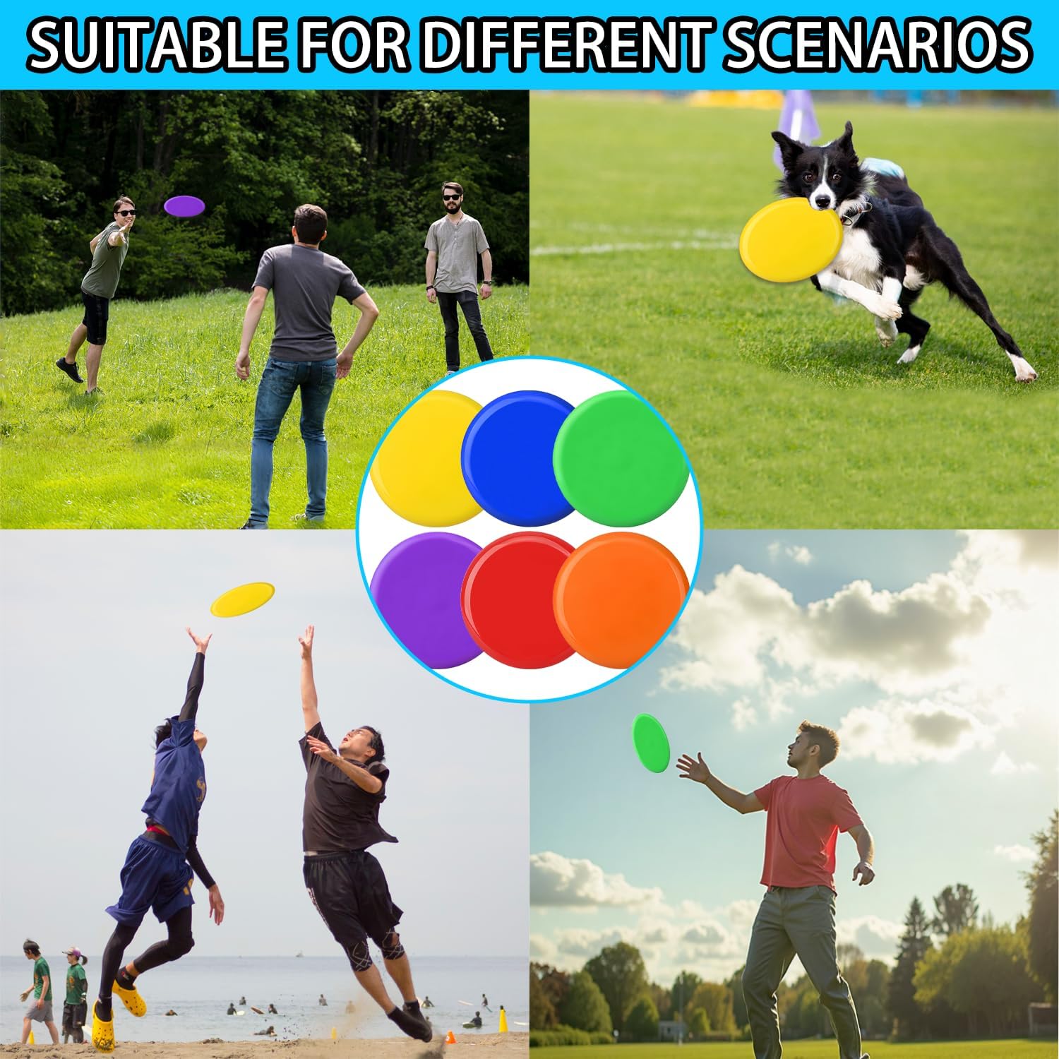 8 Inch Soft Foam Flying Discs – PE Coated Lightweight Throwing Discs for Adults, Outdoor Fitness, Team Activities, Beach & Yard Games – Safe, Durable & Colorful 6-Pack for Holiday Sports Gifts