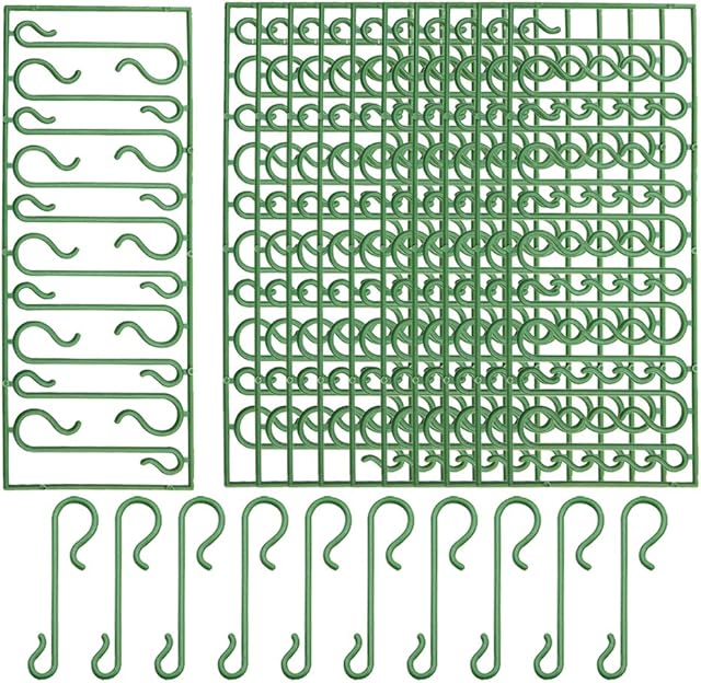 Homo Trends 400PCS Plastic Christmas Tree Hooks Green Ornament Hooks Bauble Hooks for Christmas Tree, Christmas Wreath Vine Decors, Ornament and Lights Hangers(10pcs/pack)