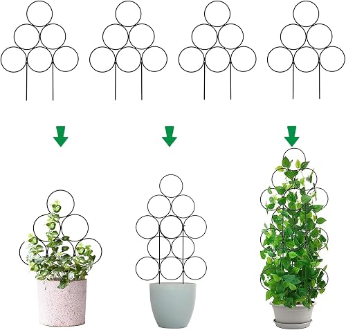 4 Pack Indoor Trellis Small Trellis for Potted Plants, 15.7 Inch Stackable House Plant Trellis for Climbing Plants, Indoor Plant Trellis Decorate Plant as Christmas Tree