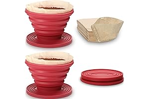 2 Pieces Collapsible Travel Pour Over Coffee Maker with 80 Paper Filters