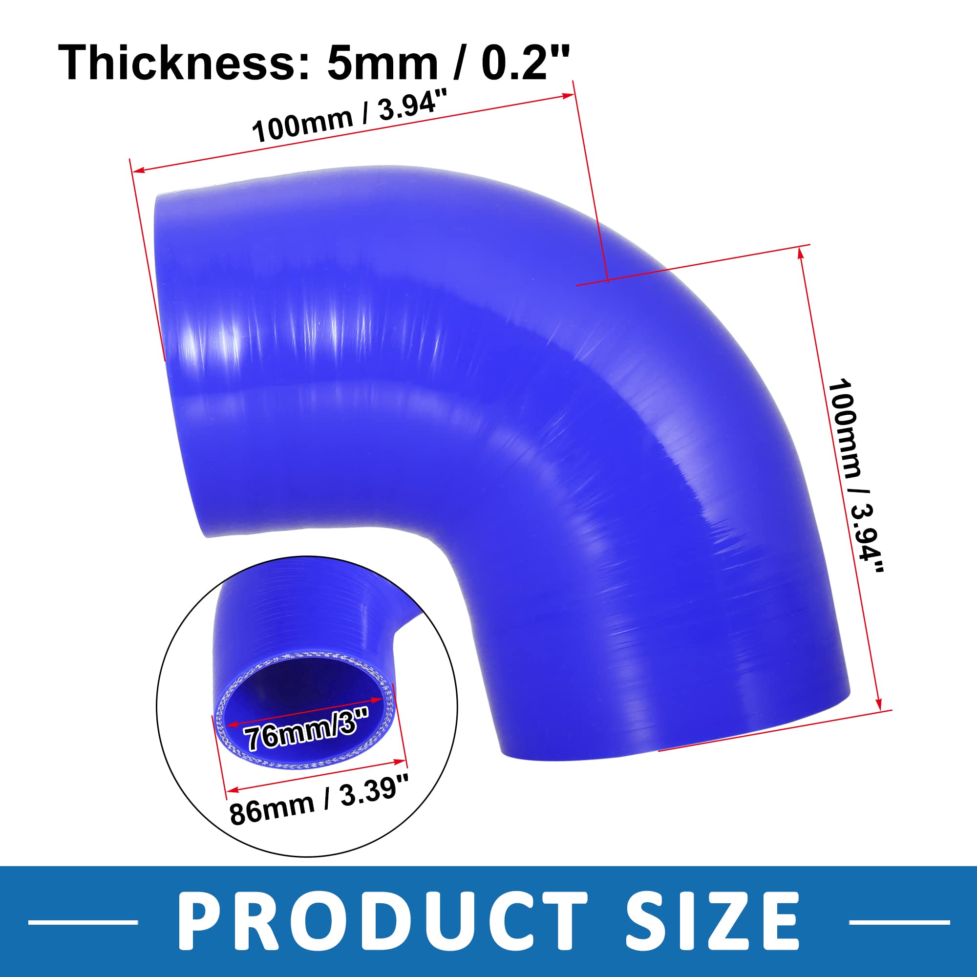 Set Di 4 Gomiti A 90&deg; Per Tubo Di Scarico Auto - Acciaio Inox SS304, Diametro Esterno 76 Mm