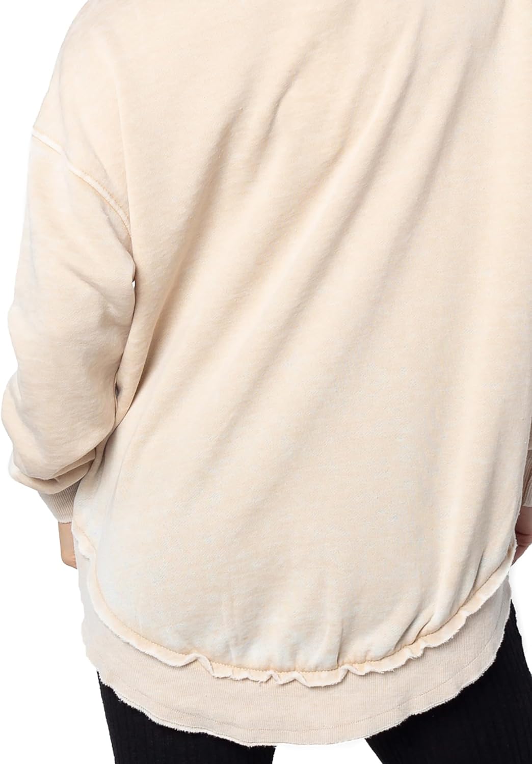 chicka-d Women's Burnout Hi-lo Campus Crewneck Fleece Sweatshirt | NCAA Arch Over Icon Neutral - Image 5