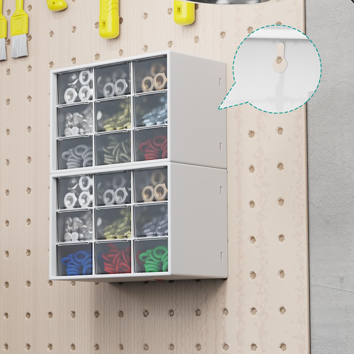 Kelueo Mini Tool Cabinet with 9 Storage Drawer Organizer, Craft Organizers and Storage Cabinets,Craft Cabinet Storage, Art Storage Cabinets, Small Parts, Nuts and Bolts, Tool Organizer - White