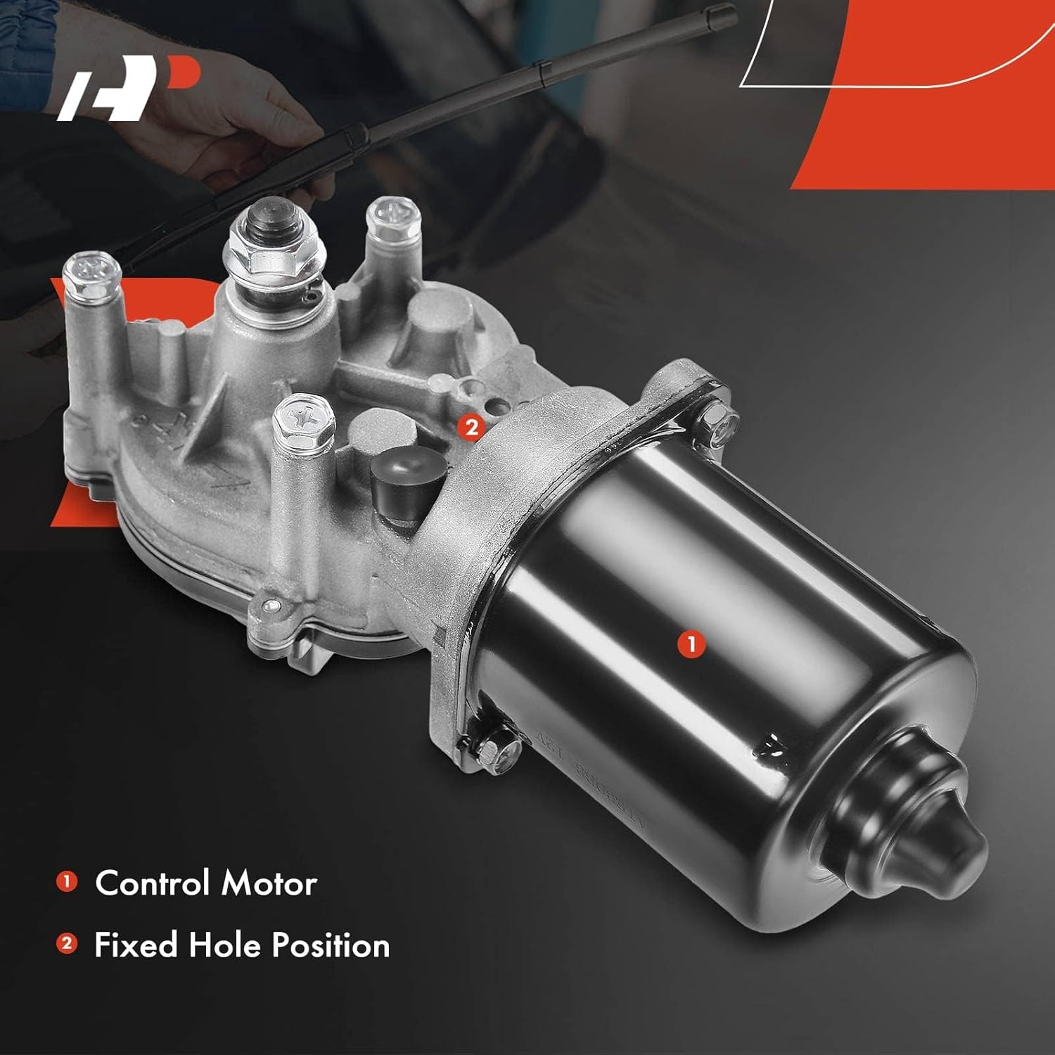 A-Premium Front Windshield Wiper Motor Compatible with Honda Civic 2006 2007 2008 2009 2010 2011, 1.3L 1.8L 2.0L, Sedan, 5-Pin, Replace# 76505-SNA-A01, 76505-SNA-A02