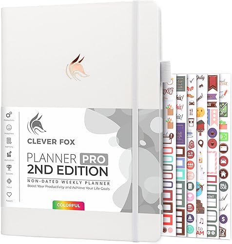 Clever Fox Planner PRO 2 edición Agenda semanal sin fecha para establecer objetivos, tareas y gestión del tiempo Organizador de vida con listas de