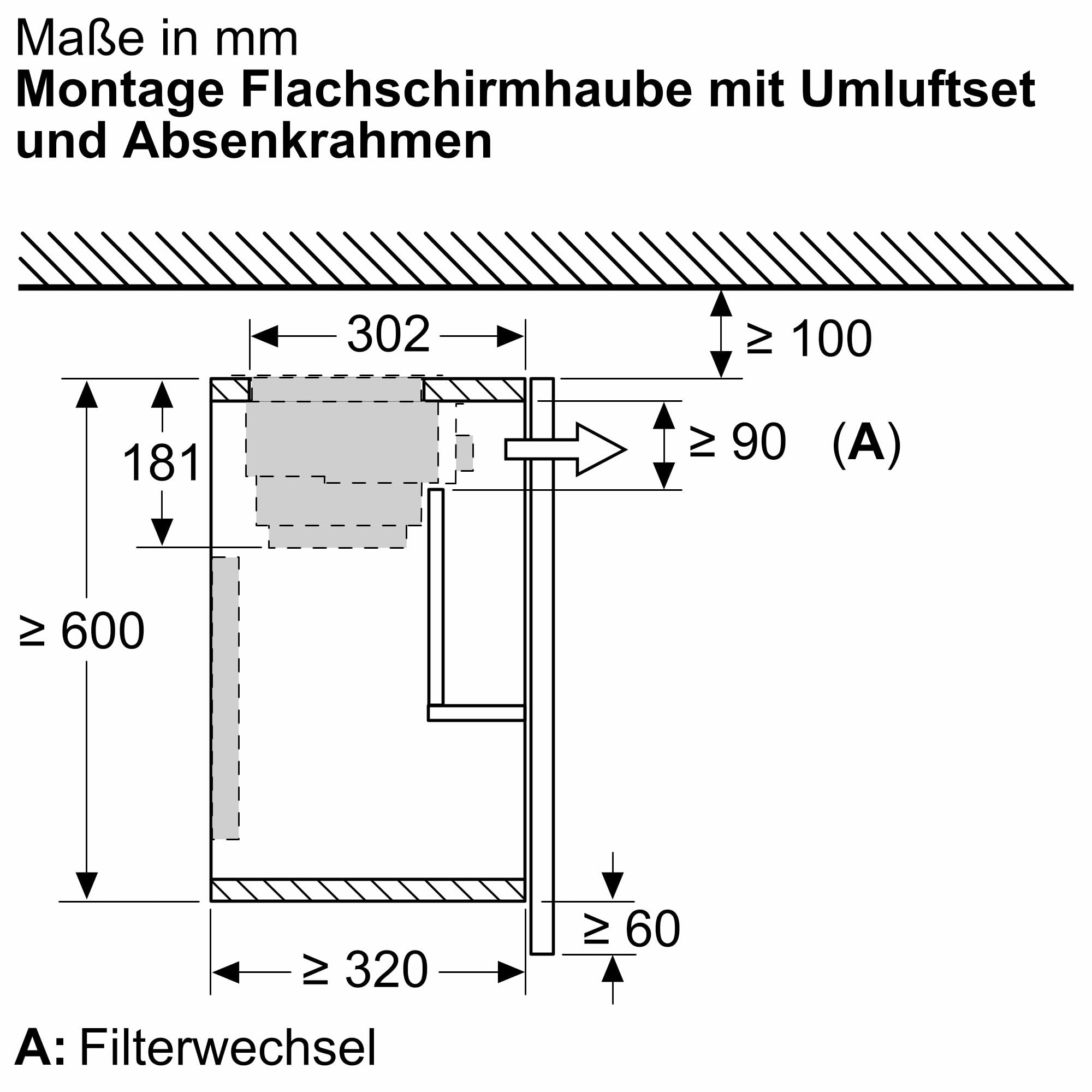NEFF Z54TL90X1, Zubehör für Dunstabzüge, Absenkrahmen, 83 cm, kombinierbar mit Flachschirmhauben, Made in Germany
