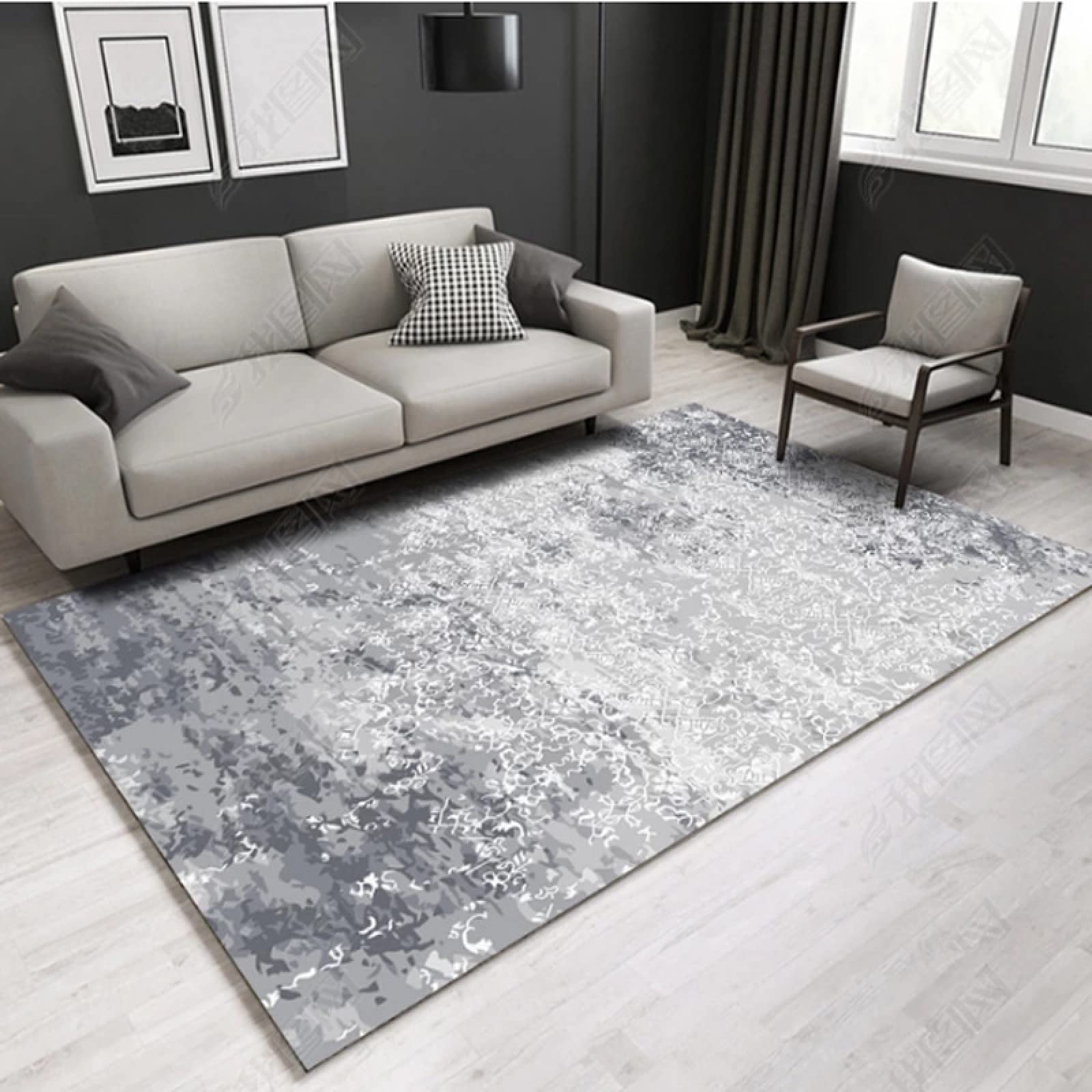 Tapis de salon doux en peluche 80x160cm lavable et tapis de chambre abstrait