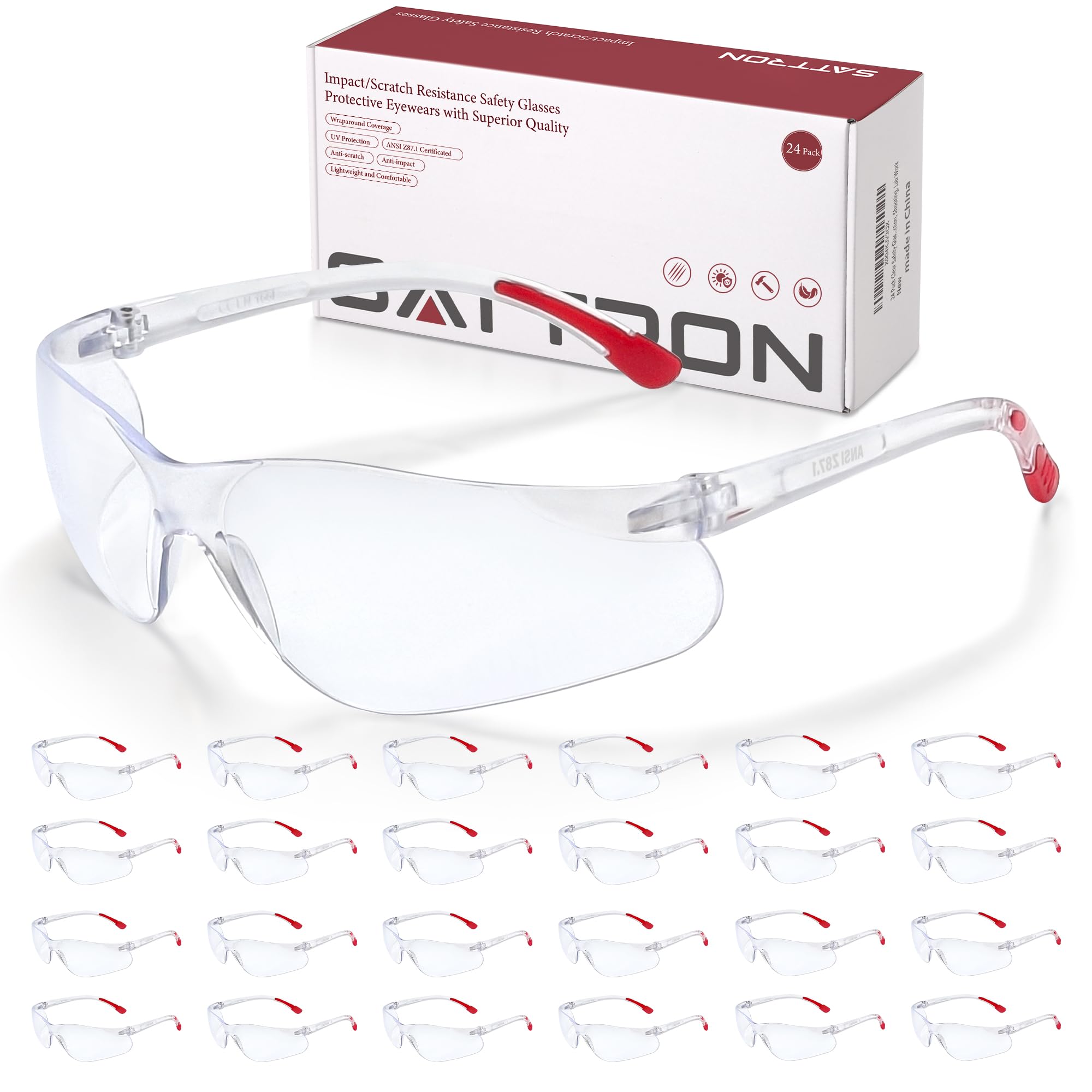 24 Pack Clear Safety Glasses, Protective Eyewear UV Protection & ANSI Z87.1, Safety Goggles Scratch & Impact Resistant Eye Protection for Men & Women