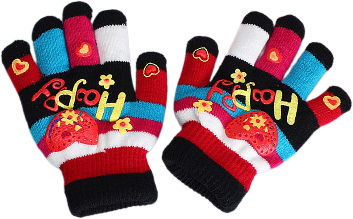Warm Thermal Gloves For Girl Boy Gloves Stylish Heart Full FInger Winter Outdoor Gloves For Children Thicken Mitten