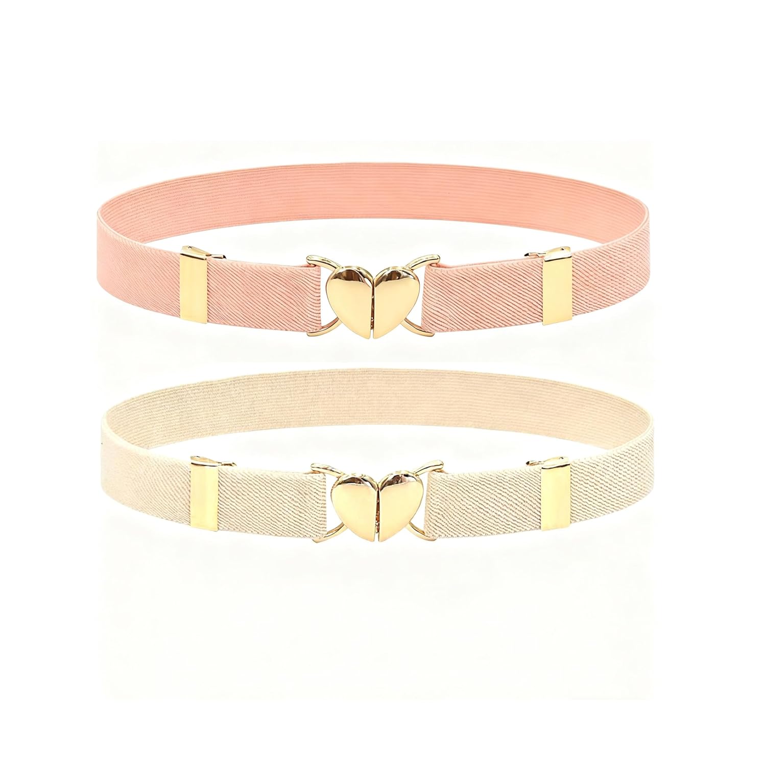 2 Pcs Kids Belt for Girls, Adjustable Waist Belts with Elastic Band, Comfortable Stretchable Kids Belt for Wear, School Uniforms, Party Outfits, Gift for Young Girls and Women