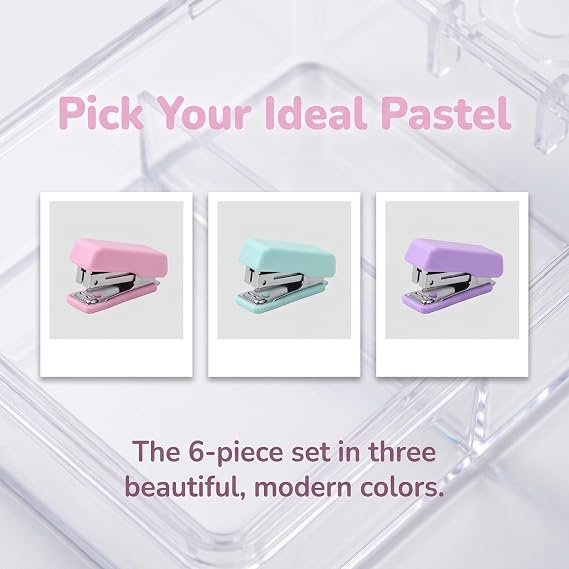 6Pcs Mini Stapler Set, Morandi Cute Compact Desk Staplers