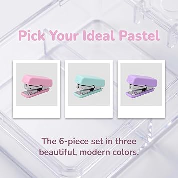 6Pcs Mini Stapler Set, Morandi Cute Compact Desk Staplers