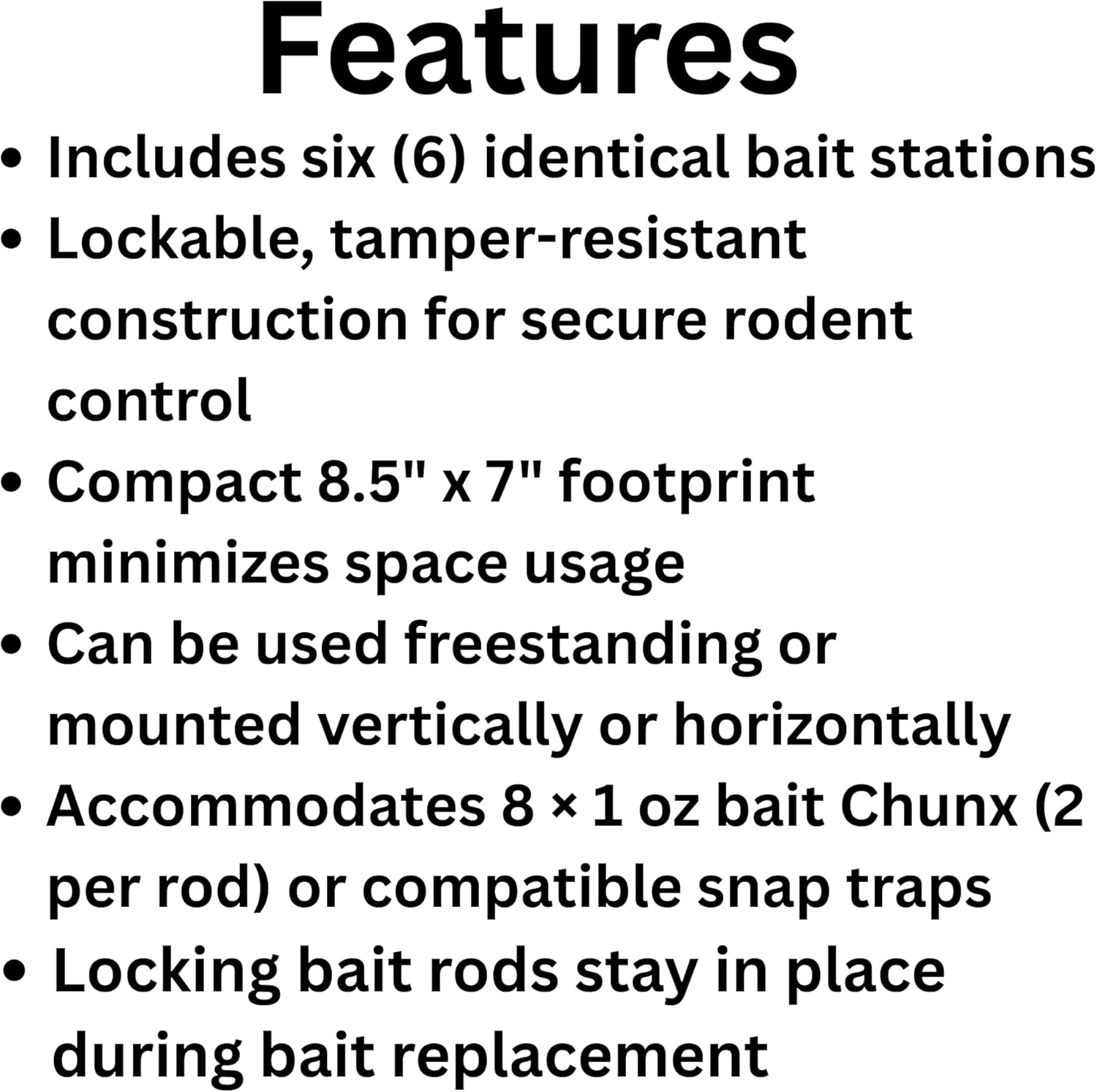 Outpost Rat Bait Stations – Set of 6 Lockable Tamper-Resistant Rodent Bait Boxes | Indoor & Outdoor Pest Control Stations | Holds 8 x 1 oz Bait Chunx | Mountable Durable Design
