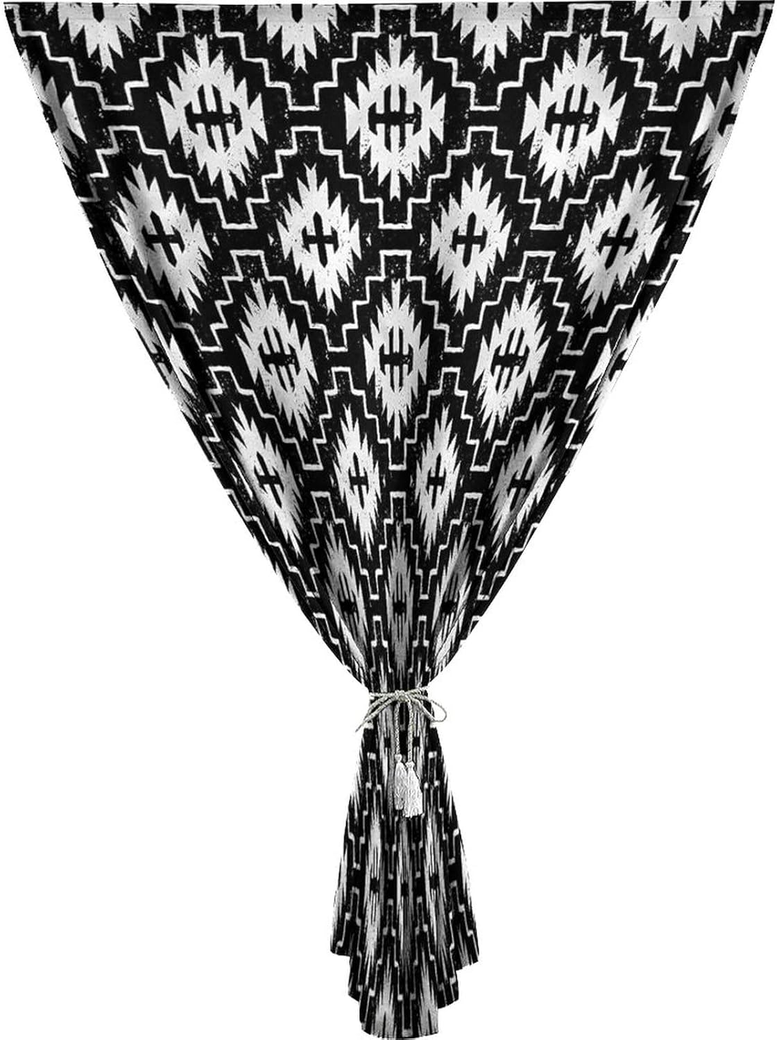 Self Adhesive Portable Blackout Curtains, Aztec Room Darkening Curtains, Tribal Abstract Tile Pattern Print Temporary Blackout Blinds,59W x84L Inch, for Nursery,Children Kids Bedroom or Travel Use