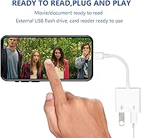 Vista 5 de [Certificado MFi de Apple] Adaptador de cámara Lightning a USB con puerto de carga para iPhone, cable OTG USB 3.0 hembra para iPad para conectar