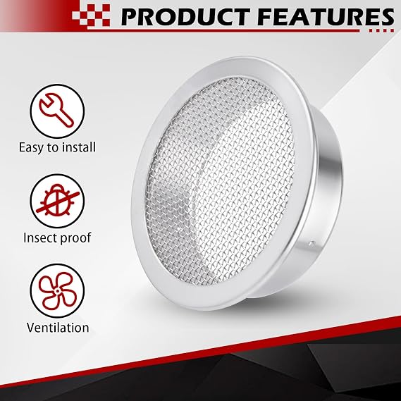 2-Inch Round Open Screen Vent, Mill Finish, 6 Pack