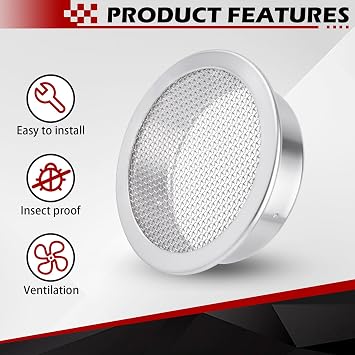 2-Inch Round Open Screen Vent, Mill Finish, 6 Pack
