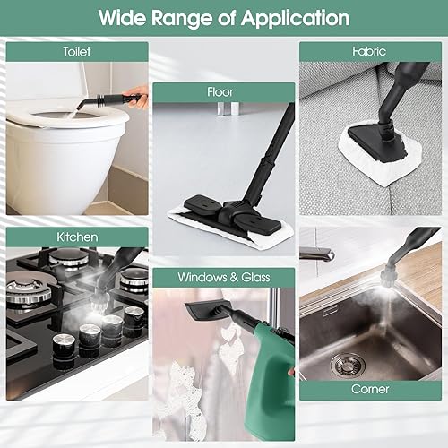 Miniatura 5 de Safstar - Limpiador de vapor de mano, vaporizador presurizado de 1400 W con accesorios de 14 piezas y cerradura para niños, mopa de vapor portátil