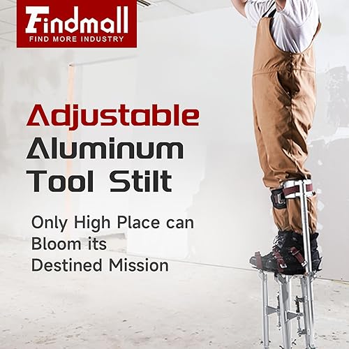 Vista 13 de findmall Zancos de aluminio ajustable de 15-23 pulgadas para paneles de yeso para pintar o limpiar