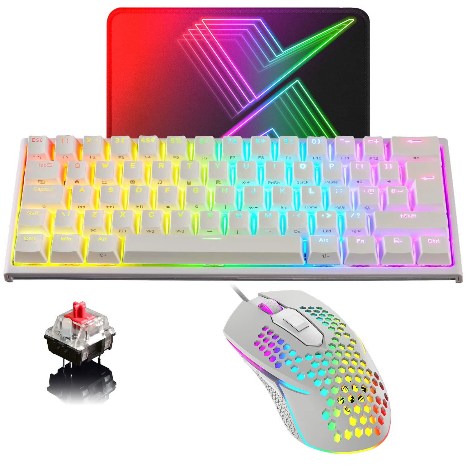 Buy 60 Mechanical Keyboard and Mouse Combo Wired All 62Key