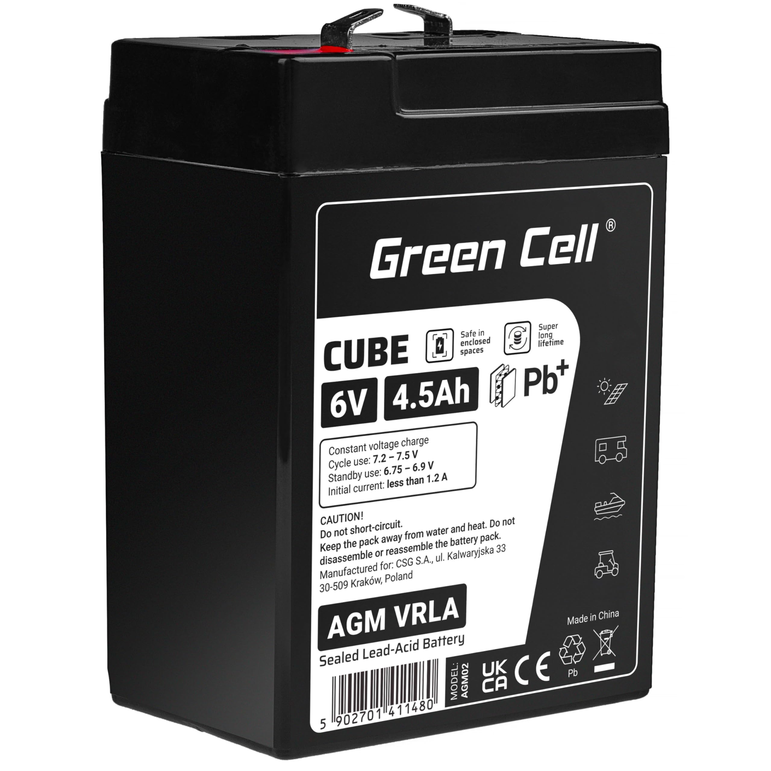 Green Cell Batteria AGM 6V 10Ah Sigillata VRLA – Per UPS, Allarmi, Solare, Giocattoli E Scooter, Senza Manutenzione E Riciclabile