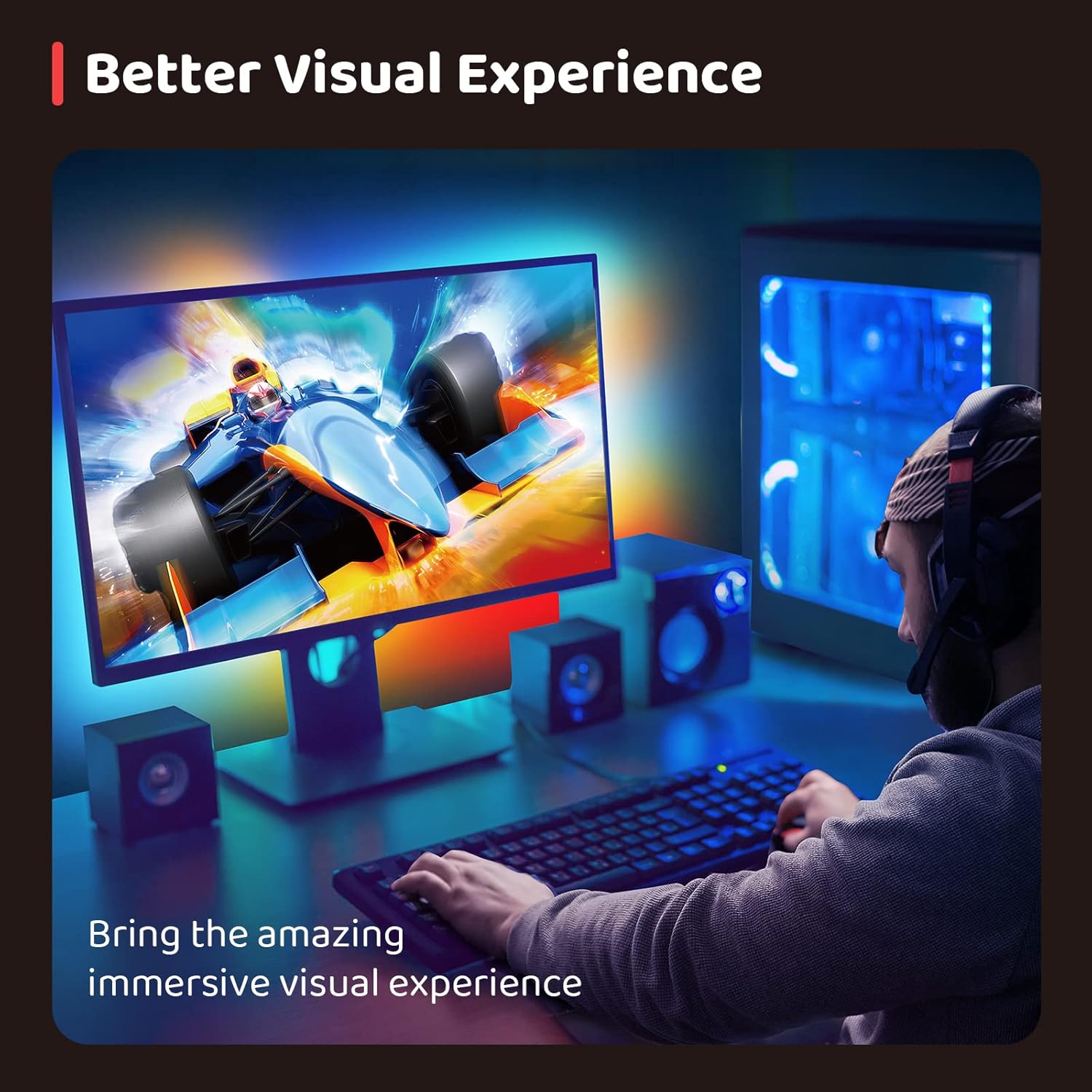 OREiN PC Monitor LED Strip Light with Sync Box RGBIC Colour Changing