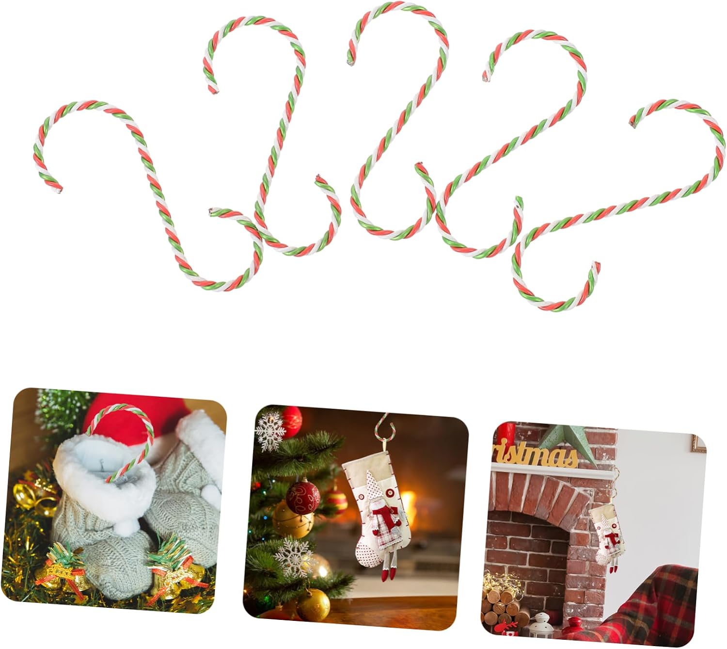 STOBAZA 10pcs Christmas Stocking Hooks Elegant Ornament Clips for Mantle Fireplace Decorations Versatile Hangers for Xmas Tree Wreaths Holiday Parties