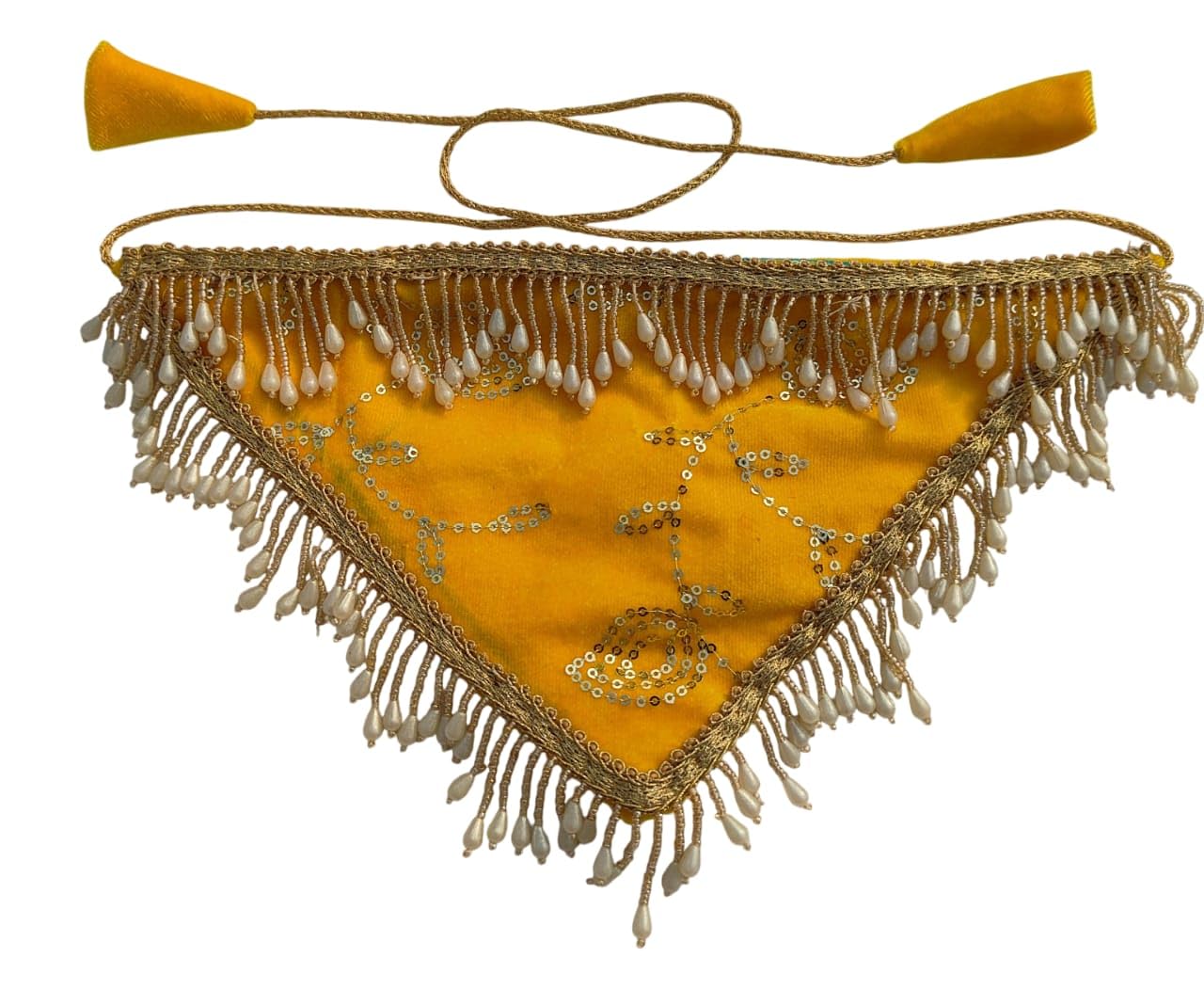 qualmet Beautiful Handmade Embellished Khoicha Dani Potli For Bride Wedding With Zipper Pocket | Ideal For Wedding/Vidai Rituals- Triangle in shape Style_109-picture-25