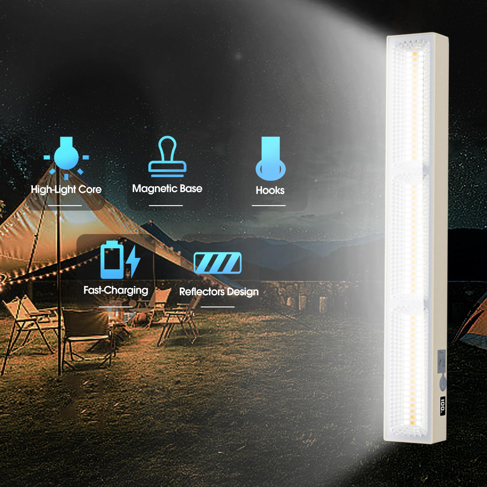Lampada Da Campeggio Ricaricabile LED 5000mAh - Lanterna Magnetica Dimmerabile Con Power Bank, Impermeabile IP44 - 2