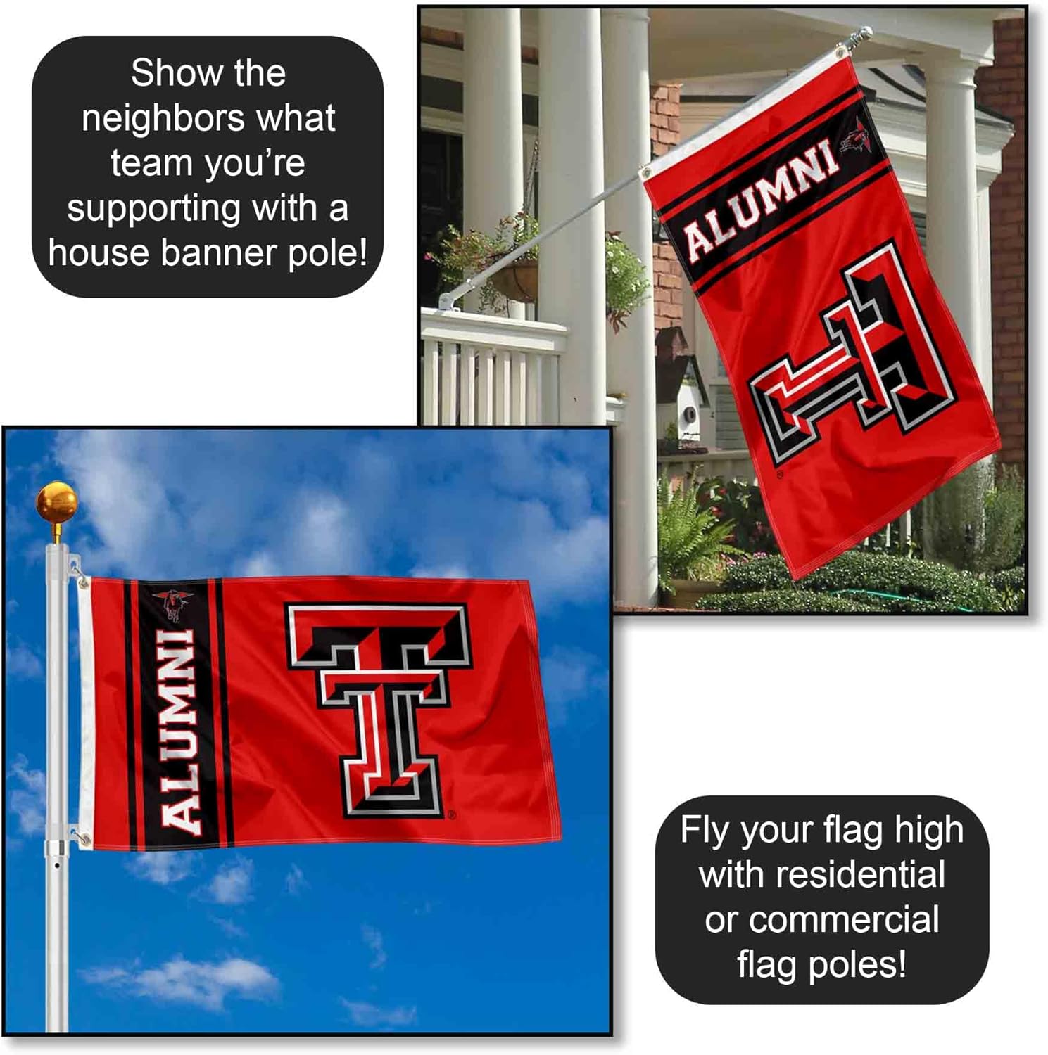 College Flags & Banners Co. Texas Tech University Red Raiders Alumni Large Grommet Banner Flag