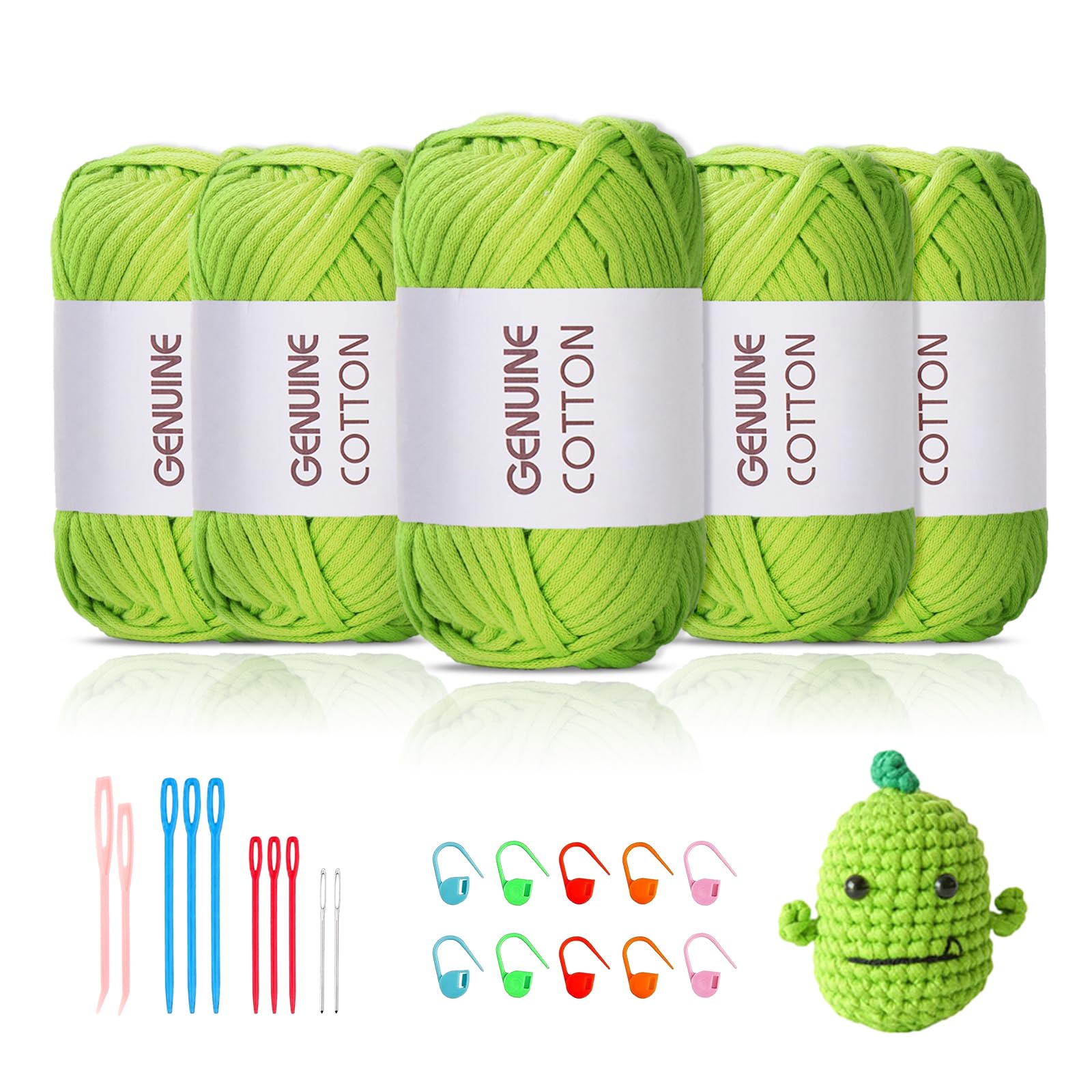 Maxee 5X50g Dickes Garn Baumwolle zum Häkeln, Chunky Häkelgarn für Anfänger, Kein Geteiltes Häkeln Amigurumi Wolle, Klobiges Baumwollgarn Einfaches Strickgarn zum Häkeln Stricke