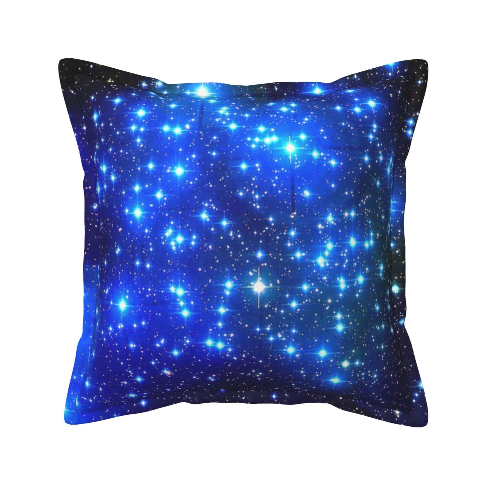 Housse de coussin en cuir luxe bleu à étoiles brillantes pour salon raffiné